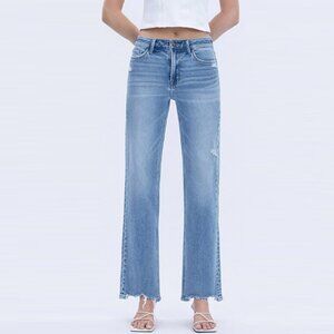 Vervet High Rise Distressed Hem Slim Wide Jeans